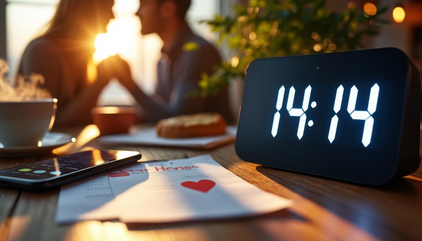 découvrez la signification de l'heure double 14h14 et son impact en amour ainsi que dans la vie quotidienne. interprétations et conseils pour mieux comprendre ce message mystérieux.