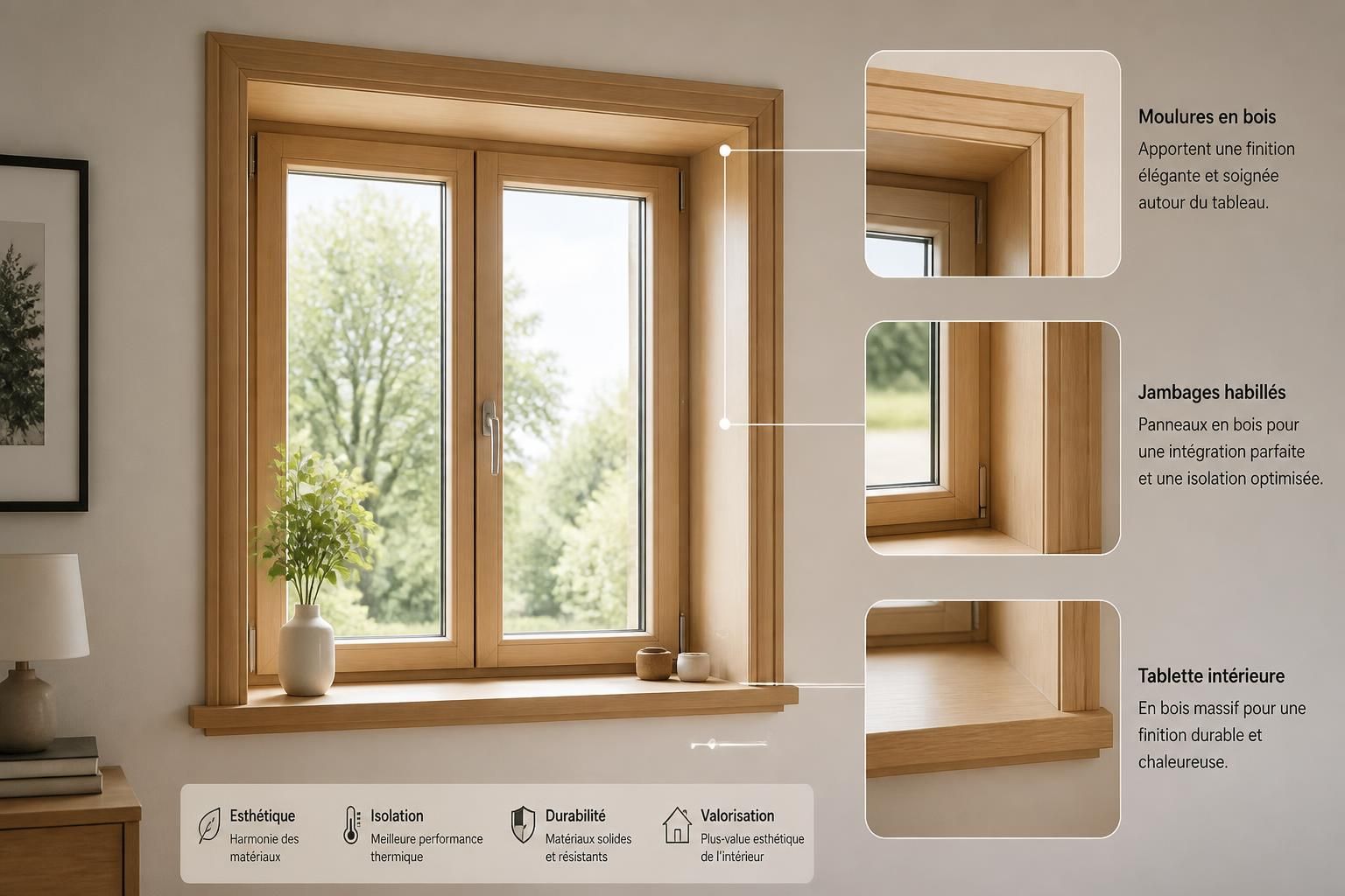 découvrez nos solutions et conseils pour l'habillage de tableaux de fenêtres en ossature bois, alliant esthétique et performance.